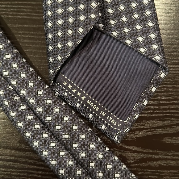 Ermenegildo Zegna Silk Patterned Tie Navy Black - Picture 3 of 8